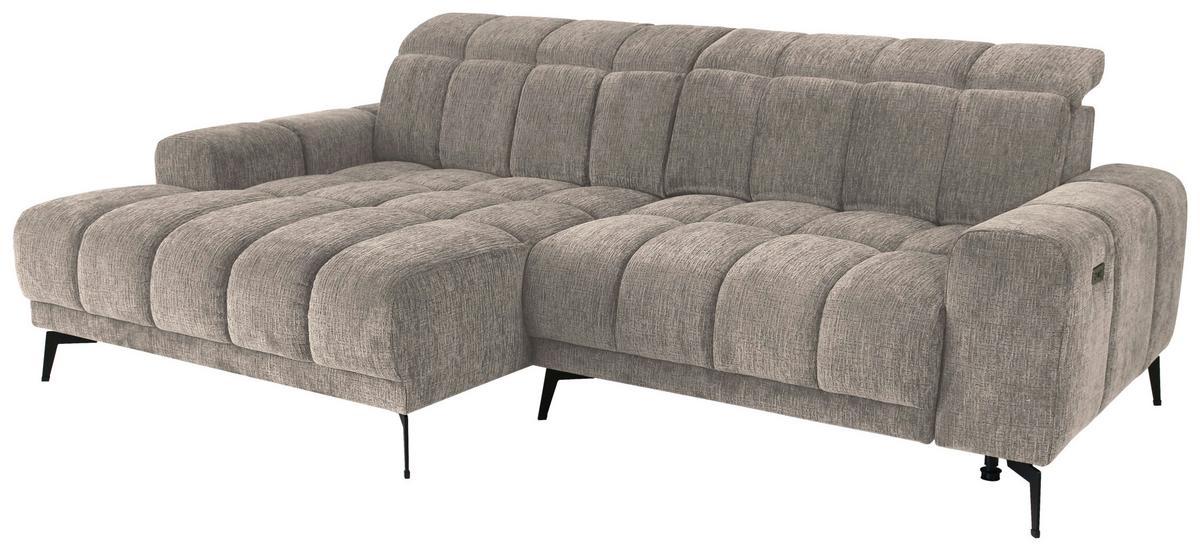Rohová sedačka LAYA, levá, šedohnědá žinylka KANSAS - šedohnědá, Moderní, textil (155/250cm) - Premium Living