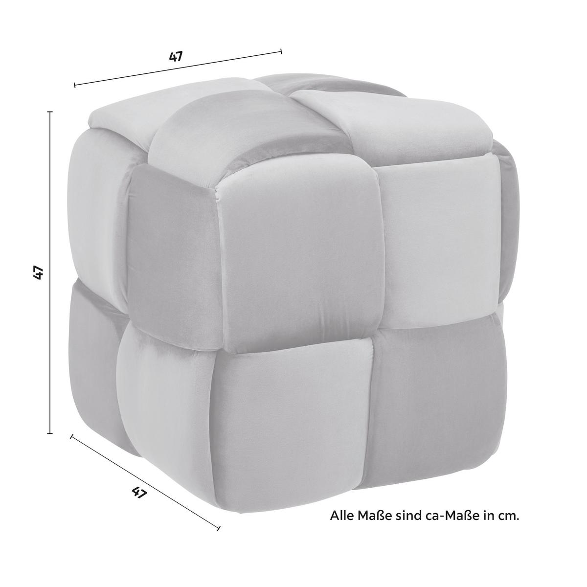 Taburet ELLA sivá zamat - čierna/sivá, Modern, drevo/textil (47/47/47cm) - Bessagi Home