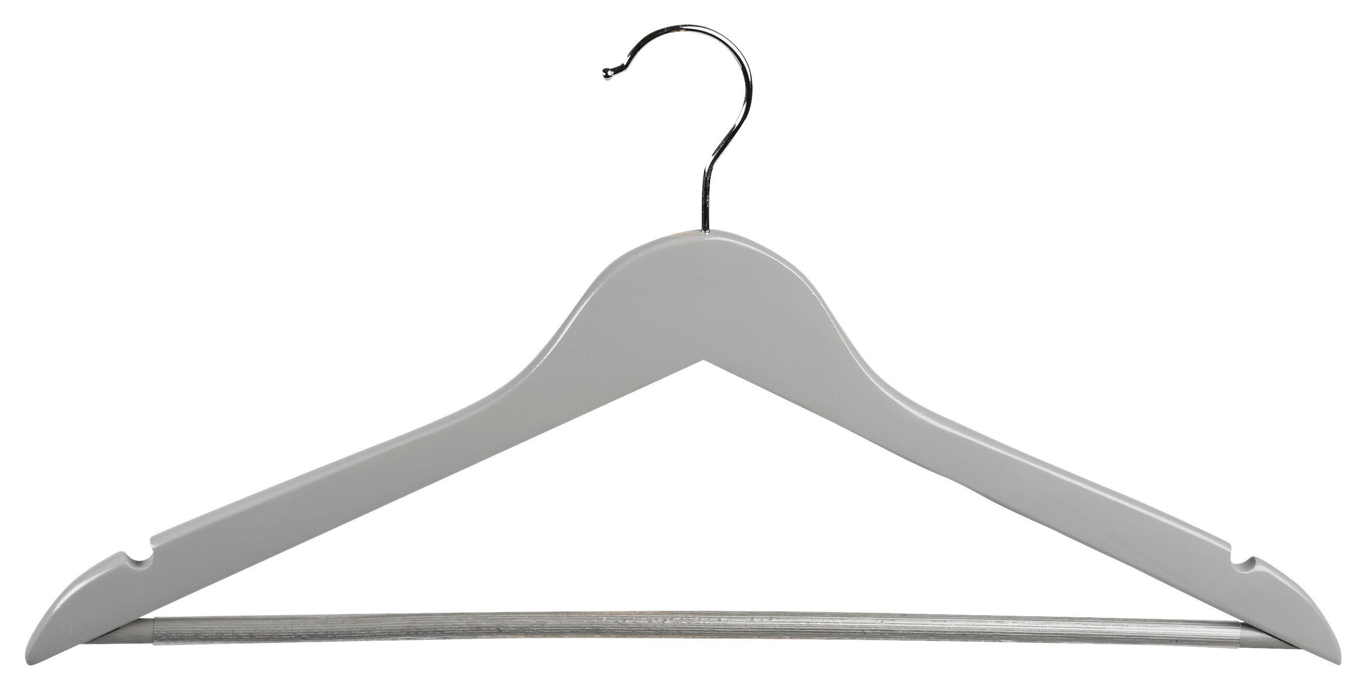 Kleiderbügel Set Grau B: 44,5 cm - Grau, Basics, Holz (44.5/1.2cm) - Kesper