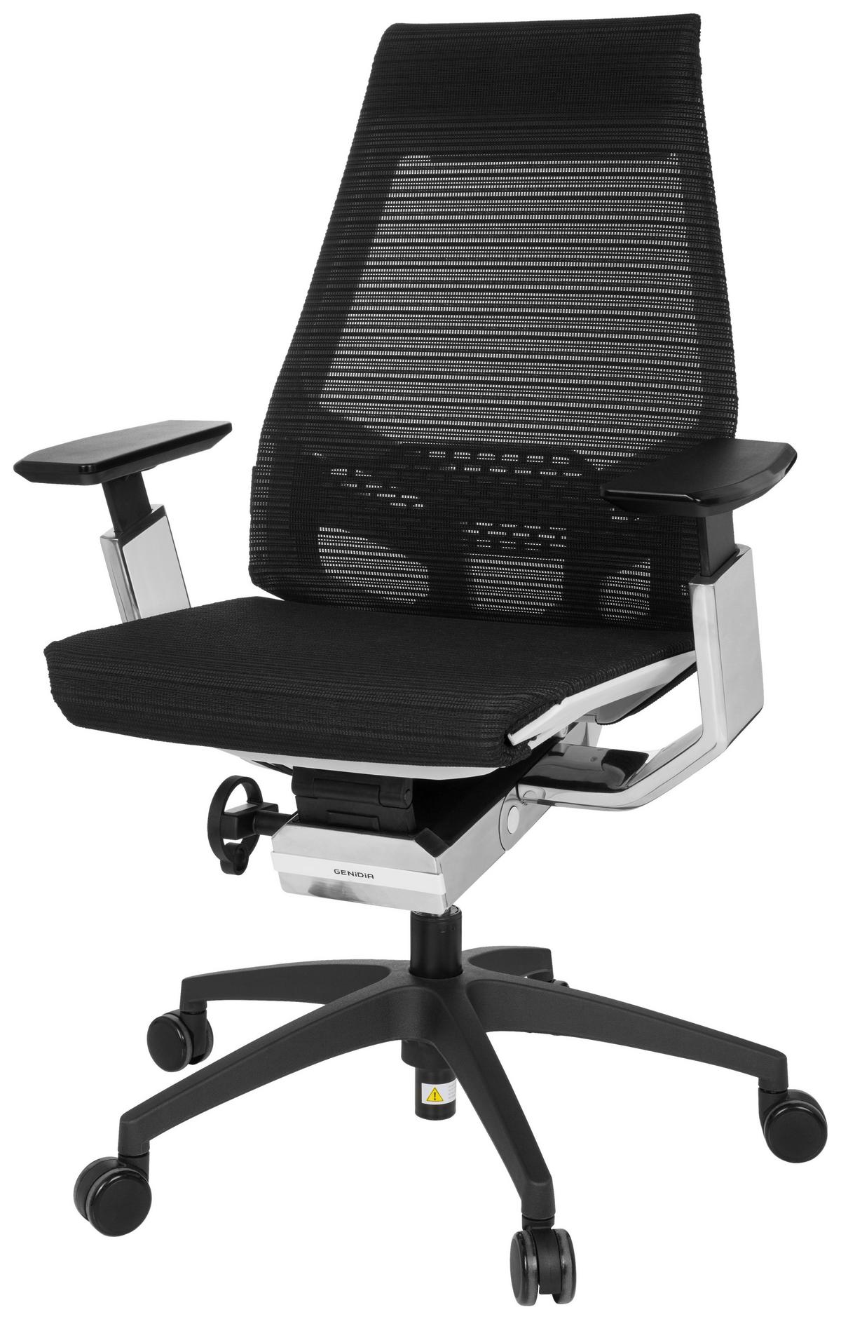 Drehstuhl Genidia Smart White Cm Höhenverstellbar Schwarz - Chromfarben/Schwarz, MODERN, Kunststoff/Textil (70/112/55cm) - MID.YOU