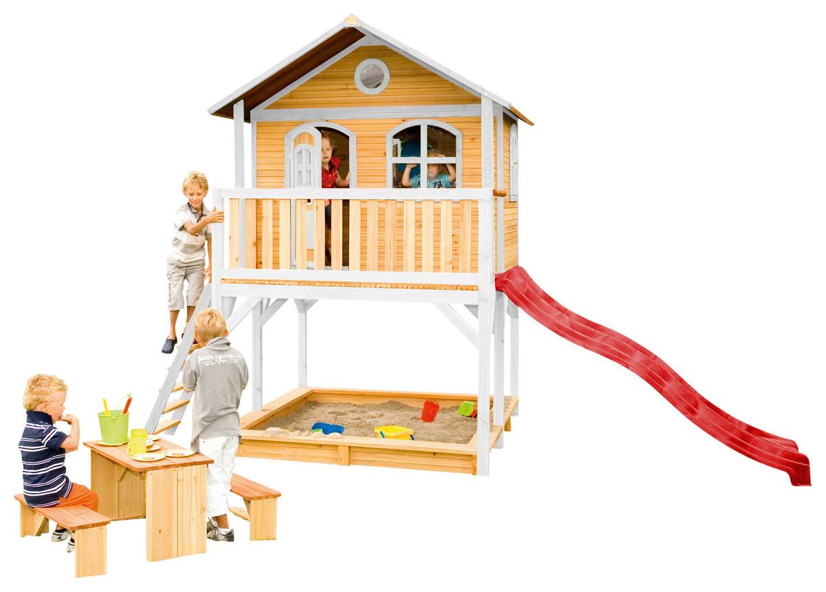 Spielhaus A030.042.21 - Rot/Braun, KONVENTIONELL, Holz (432/293/212cm) - Ambia Garden