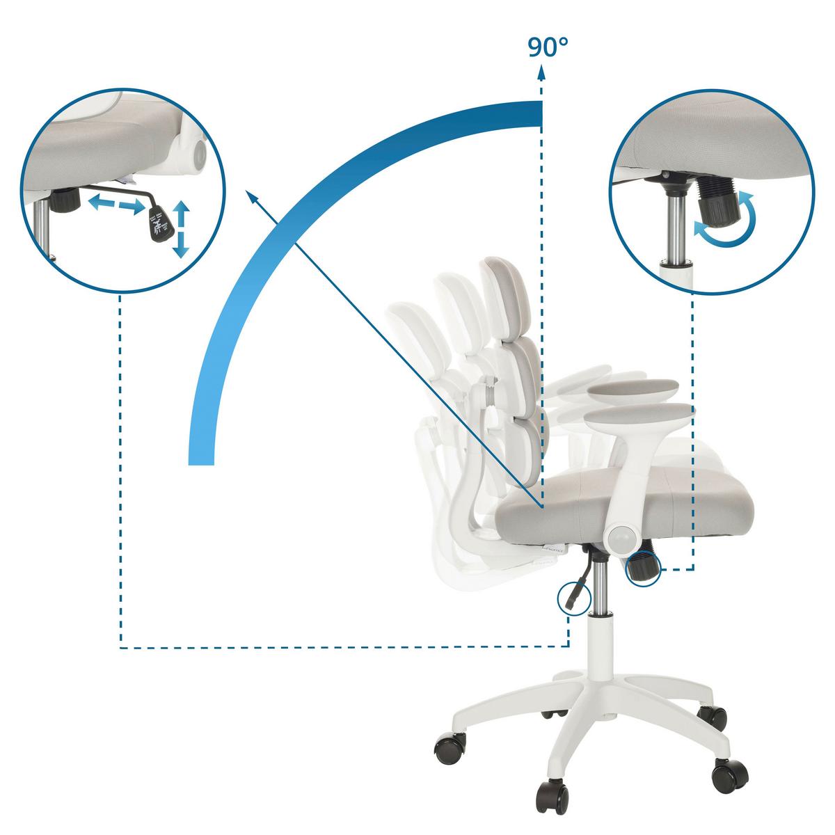 Jugenddrehstuhl Kid Ergolino W - Weiß/Grau, Basics, Kunststoff/Textil (62/86-97/62cm) - MID.YOU