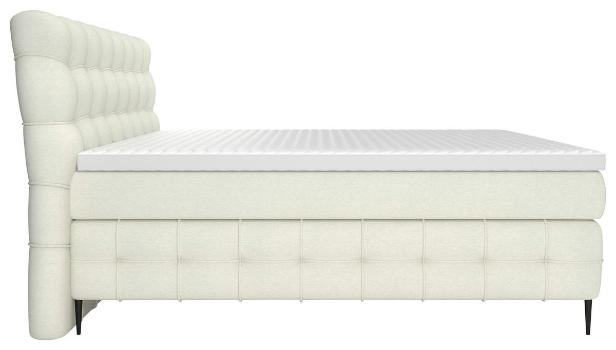 Boxspring- Ágy Scarlett 160/200cm - krémszínű, Konventionell, faalapú anyag/textil (160/200cm)