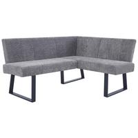 Eckbank Terri Leinenoptik Grau, S: 160x130cm - Schwarz/Grau, KONVENTIONELL, Textil/Metall (160/130cm) - MID.YOU