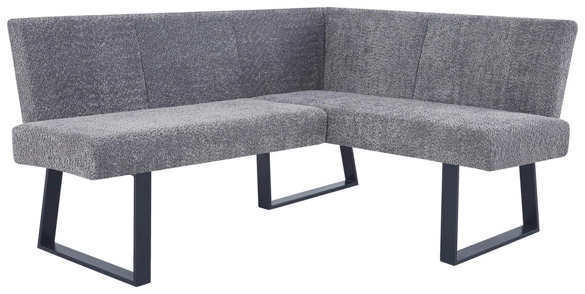 Eckbank Terri Leinenoptik Grau, S: 160x130cm - Schwarz/Grau, KONVENTIONELL, Textil/Metall (160/130cm) - MID.YOU