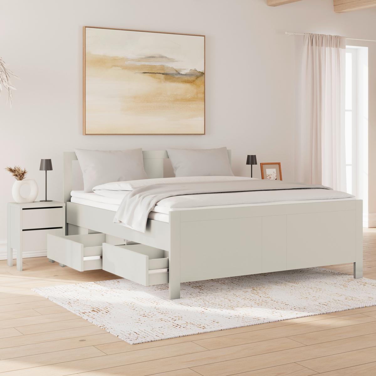 Stauraumbett Pisa mit 4 Laden kaschmirfarben 180x200 - Kaschmir, ROMANTIK / LANDHAUS, Holz (180/200cm) - James Wood
