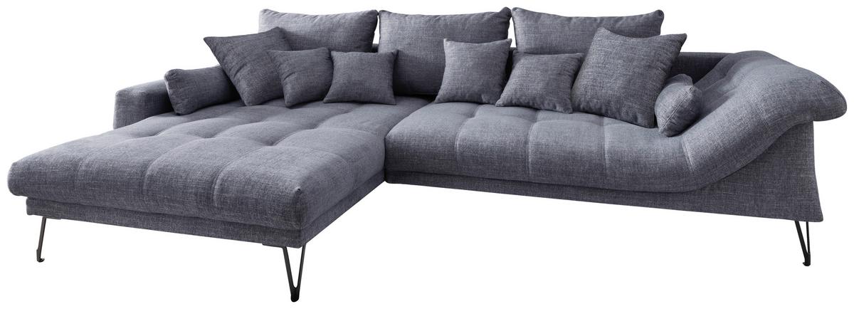 Ecksofa Garda, Blau S: 192x310 cm - Blau/Schwarz, KONVENTIONELL, Textil (192/310cm) - Livetastic