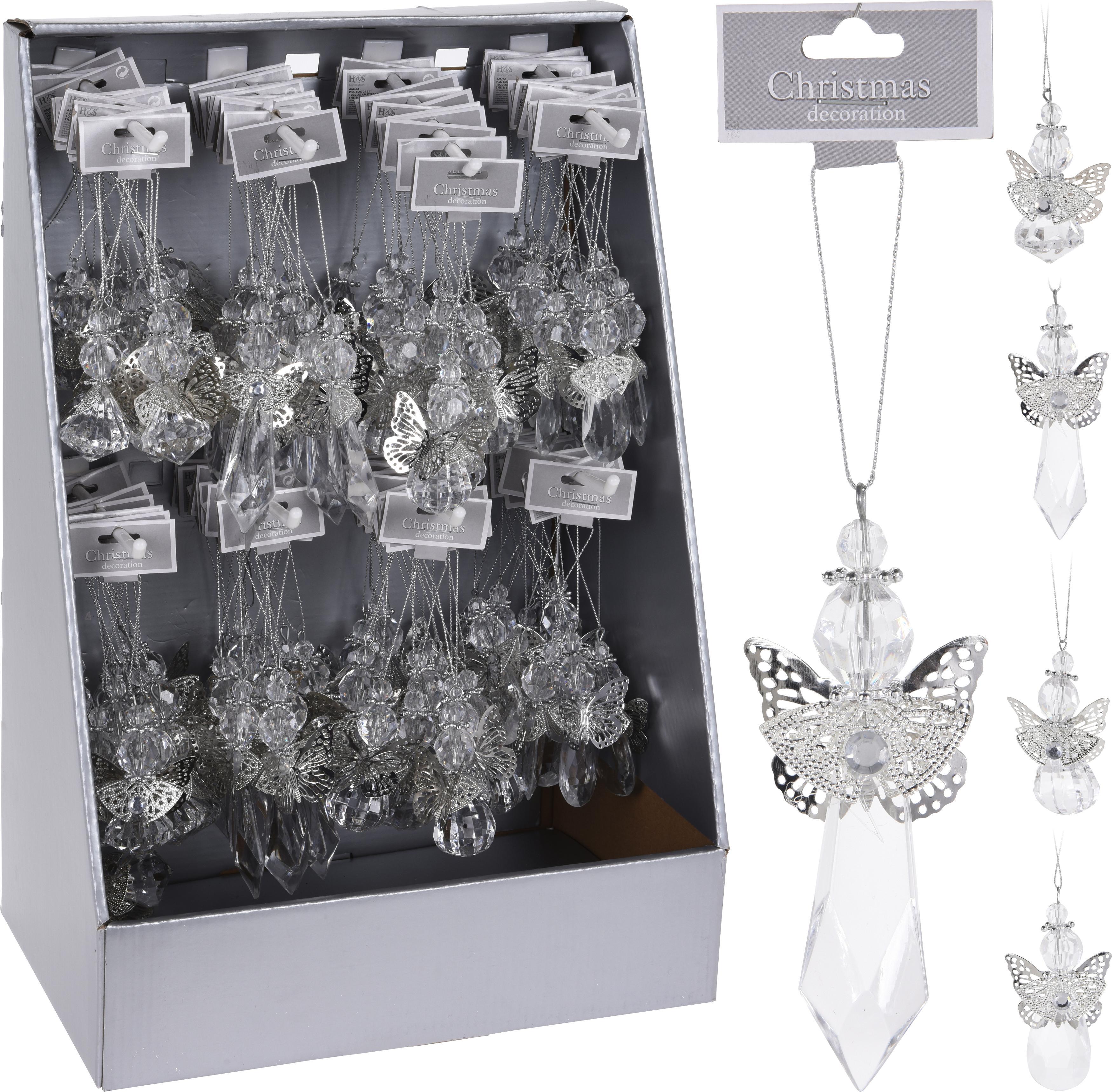 Függődíszek Carmen - Átlátszó/Fehér, modern, Műanyag (6/2,5/8cm)