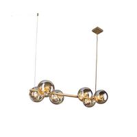 Hängeleuchte 9110-S6 Go - Goldfarben/Bernsteinfarben, Design, Glas/Metall (31,7/80/120cm)