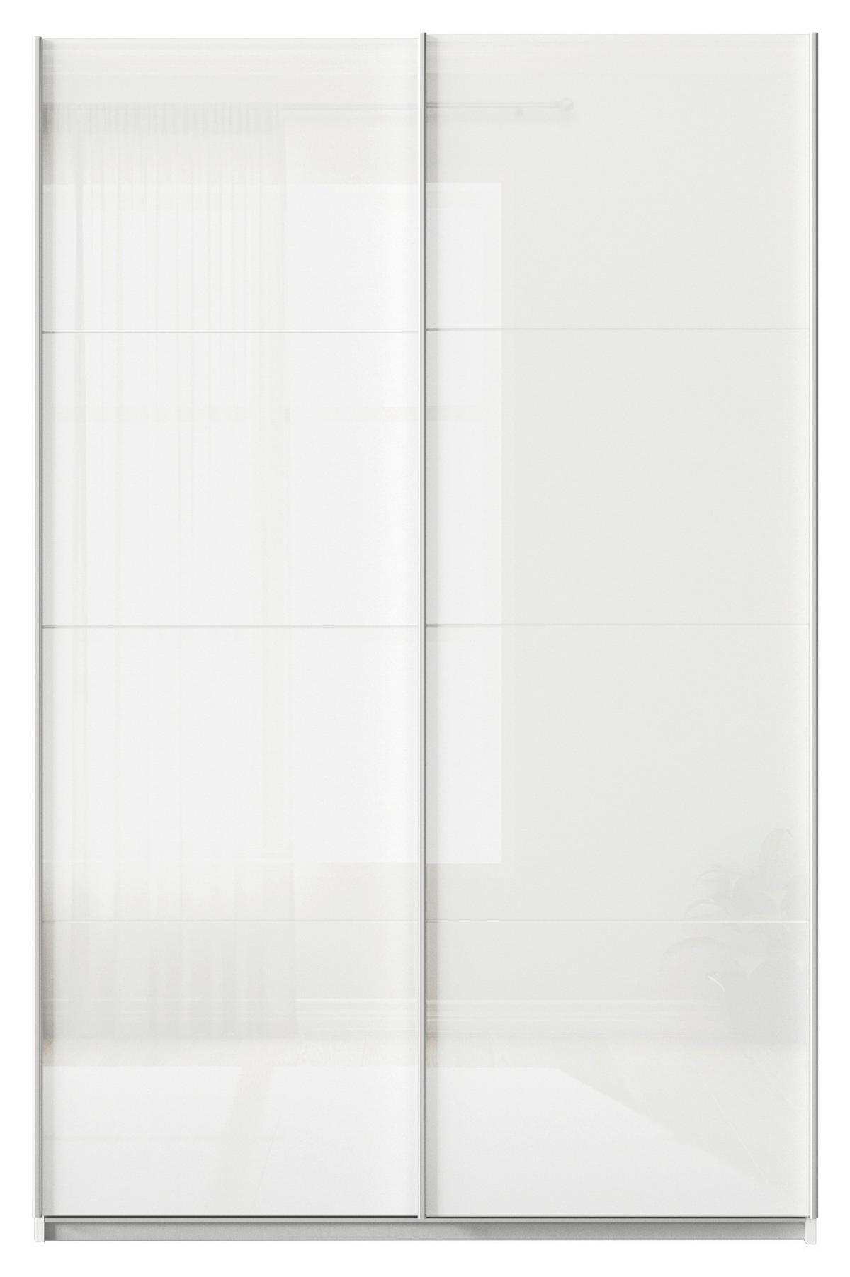 Tolóajtós Szekrény Feldkirch 136/210 Cm - magasfényű fehér/fehér, Modern, faalapú anyag/Üveg (136/210/62cm)