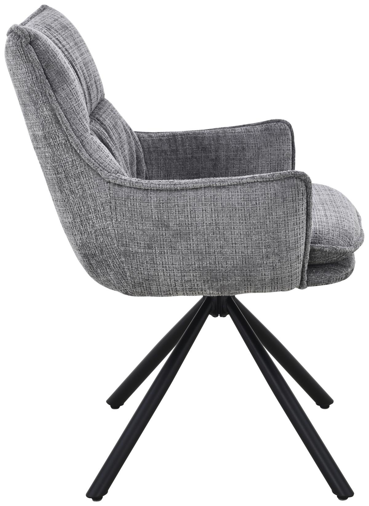 Armlehnstuhl Aria Grau/Schwarz B: 57 cm - Schwarz/Grau, MODERN, Holz/Textil (57/90/67cm) - Livetastic