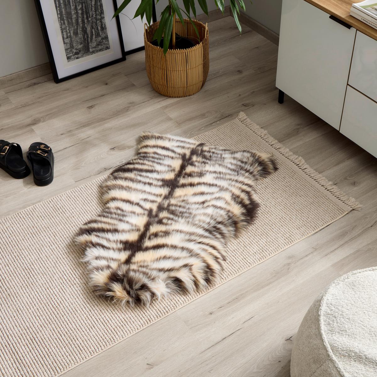 KUNSTFELL Tiger, waschbar - Beigebraun, ROMANTIK / LANDHAUS, Textil (90/60cm) - James Wood