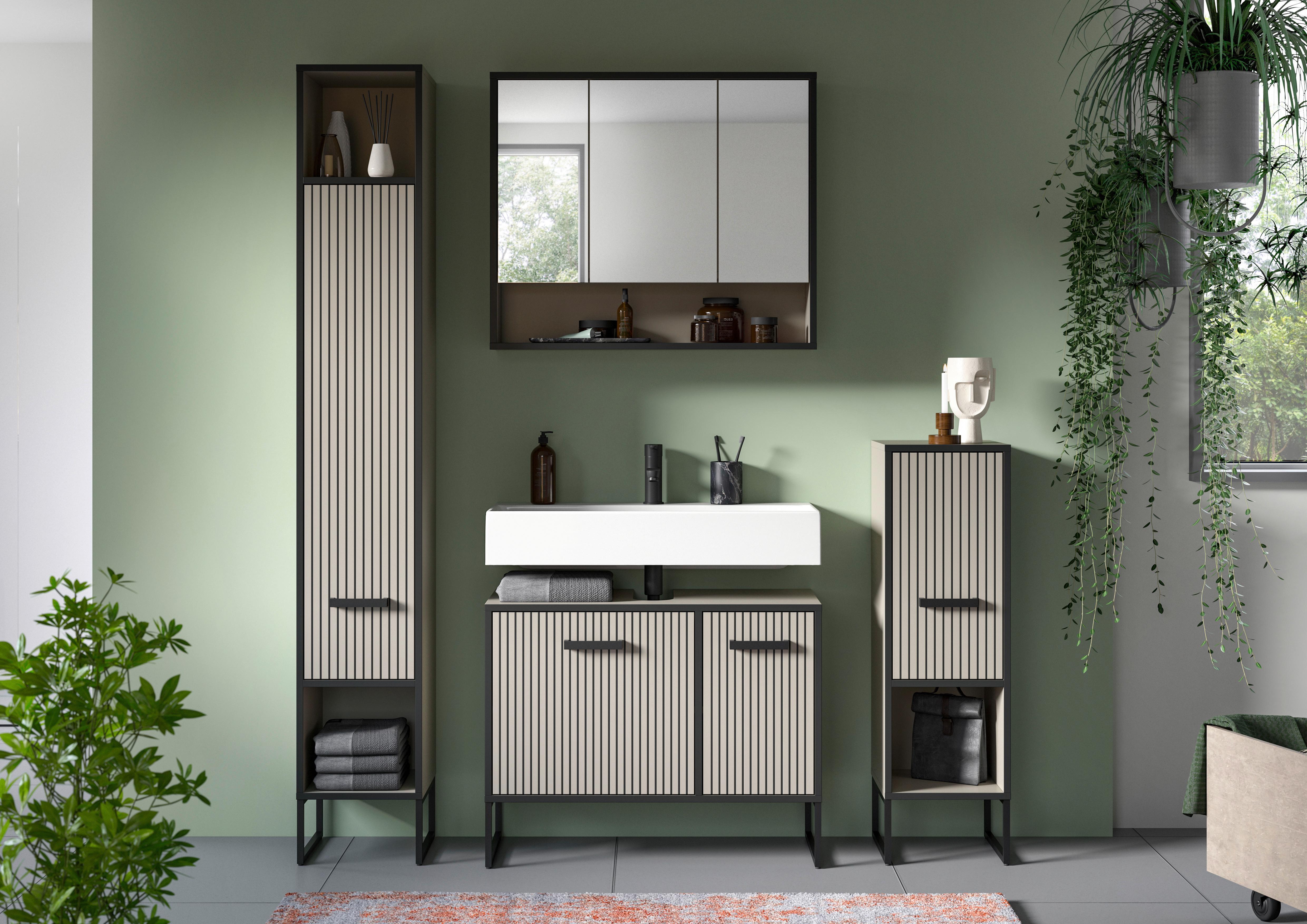 Badezimmer Bagno Kaschmir B: 140 Cm - Kaschmir/Schwarz, MODERN, Holzwerkstoff (140cm) - MID.YOU
