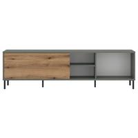 TV-Element Pozzi Graugrün/Eichefarben B: 180 cm - Eichefarben/Schwarz, Trend, Holzwerkstoff (180/50,8/40cm)