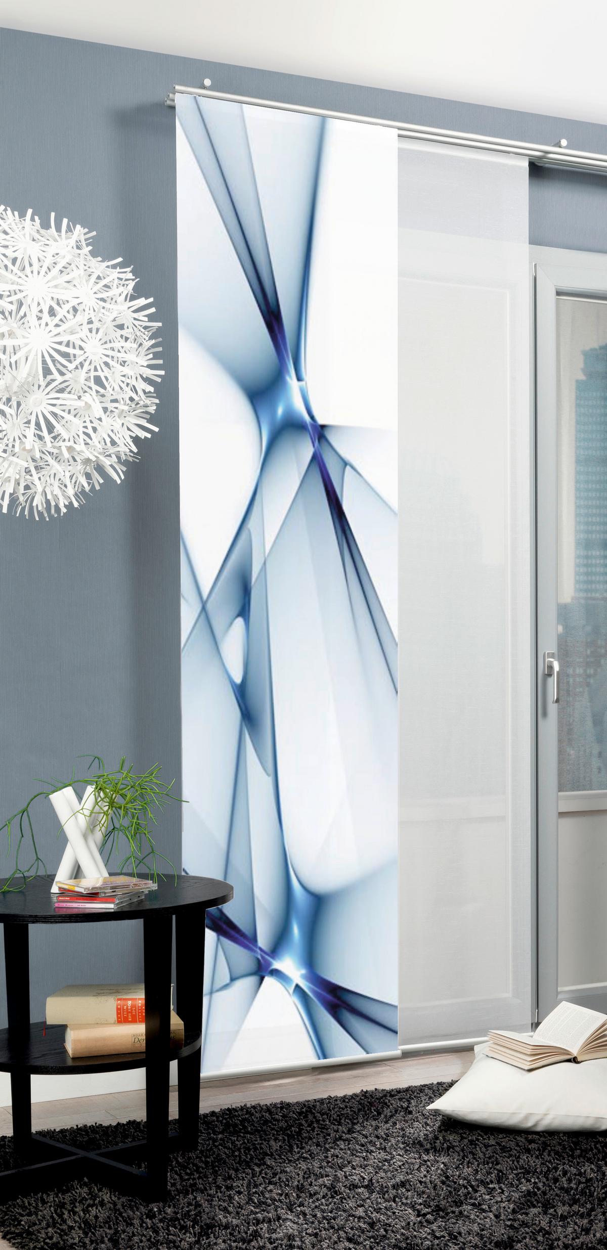 Flächenvorhang 2-Tlg. Franklin B: 60 cm, Blau, Blickdicht - Blau, Basics, Textil (60/245cm)