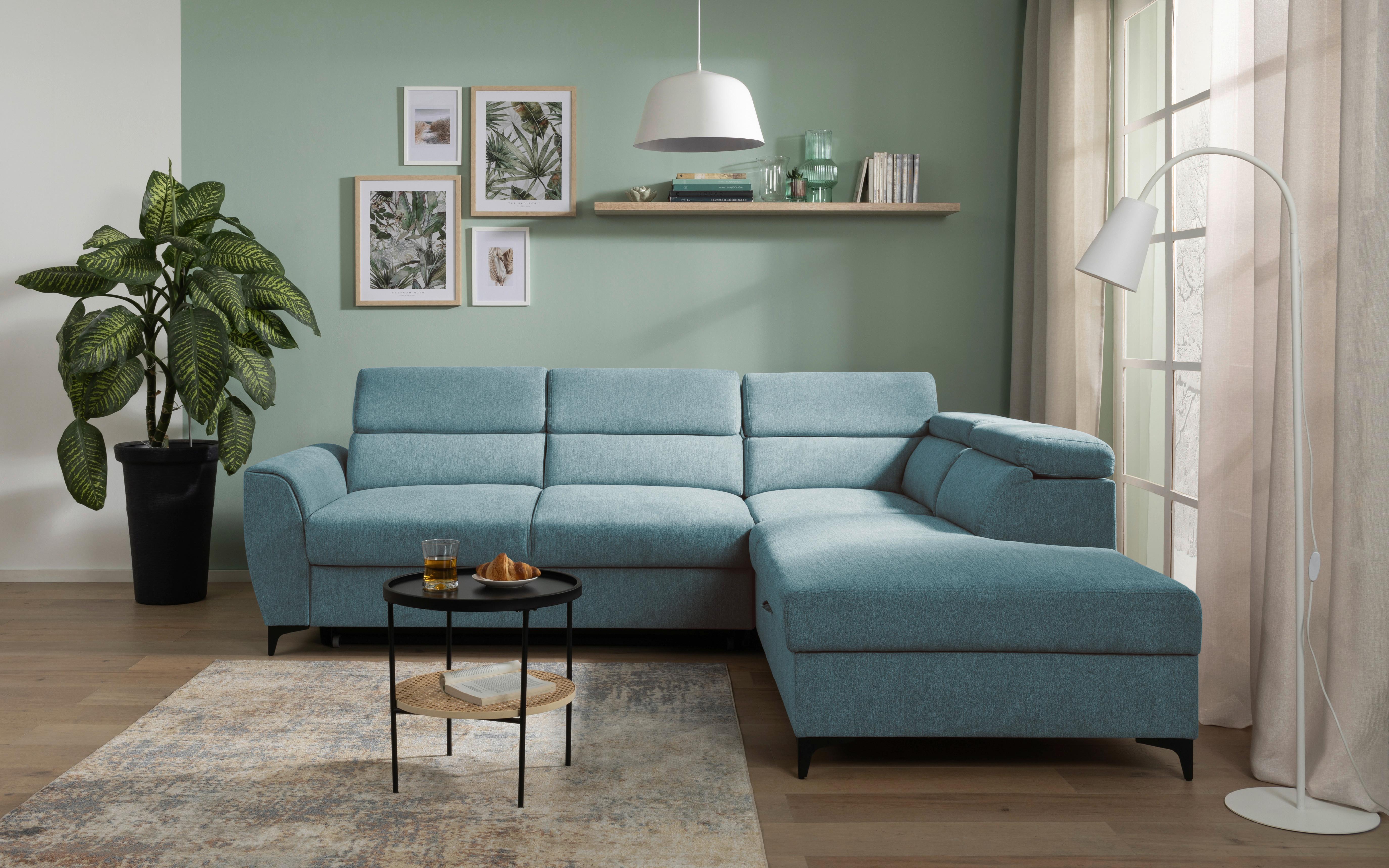Ecksofa Lapis Petrol S: 255/217 cm - Petrol/Schwarz, KONVENTIONELL, Textil (255/217cm) - MID.YOU