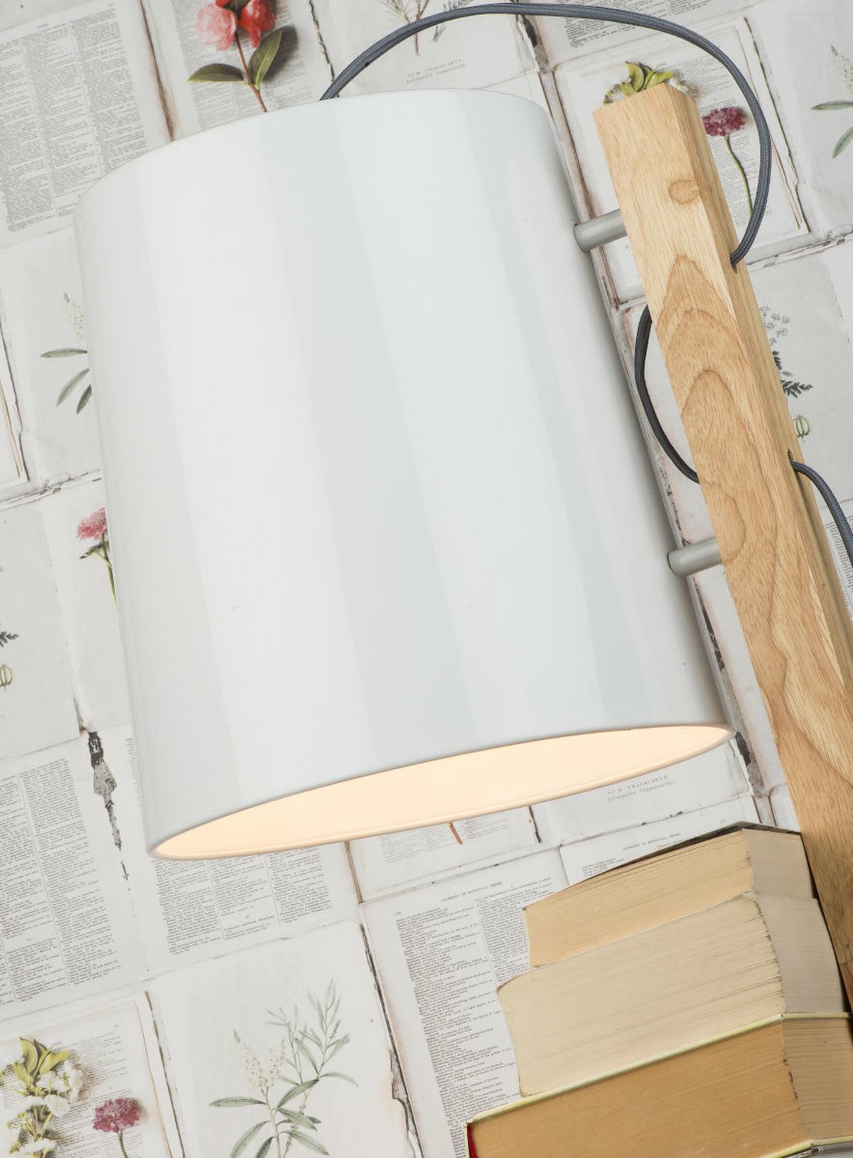 Stehlampe Holz Cambridge dimmbar Weiß/Braun - Weiß, Design, Holz/Metall (30/168/49cm) - It's about Romi