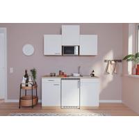 Miniküche m. Mikrowelle + Kochfeld 150 cm Weiß/Eiche - Eichefarben/Weiß, Basics, Holzwerkstoff (150cm) - Respekta