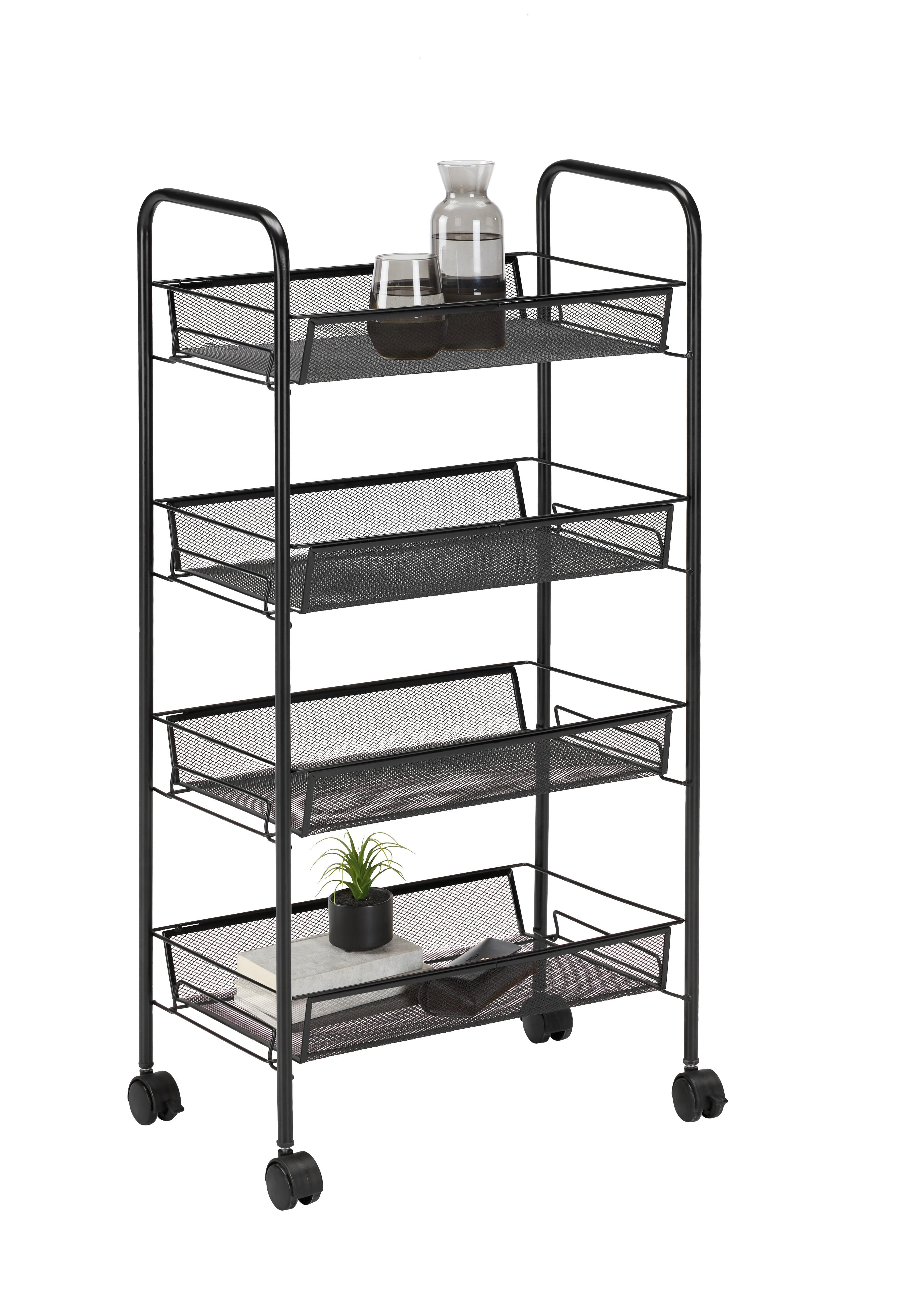 Univerzálny vozík Paul, čierna, š: 44cm - čierna, Modern, kov/plast (44/85/26cm) - Based