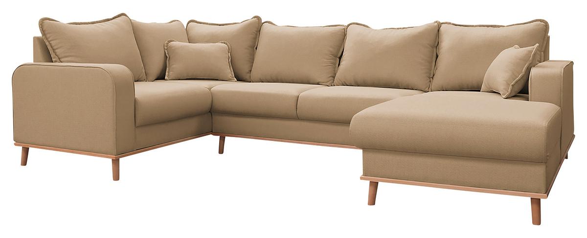 Wohnlandschaft Beata Sandfarben U: 167x296x170 cm - Sandfarben/Wengefarben, Design, Textil (167/296/170cm) - Livetastic