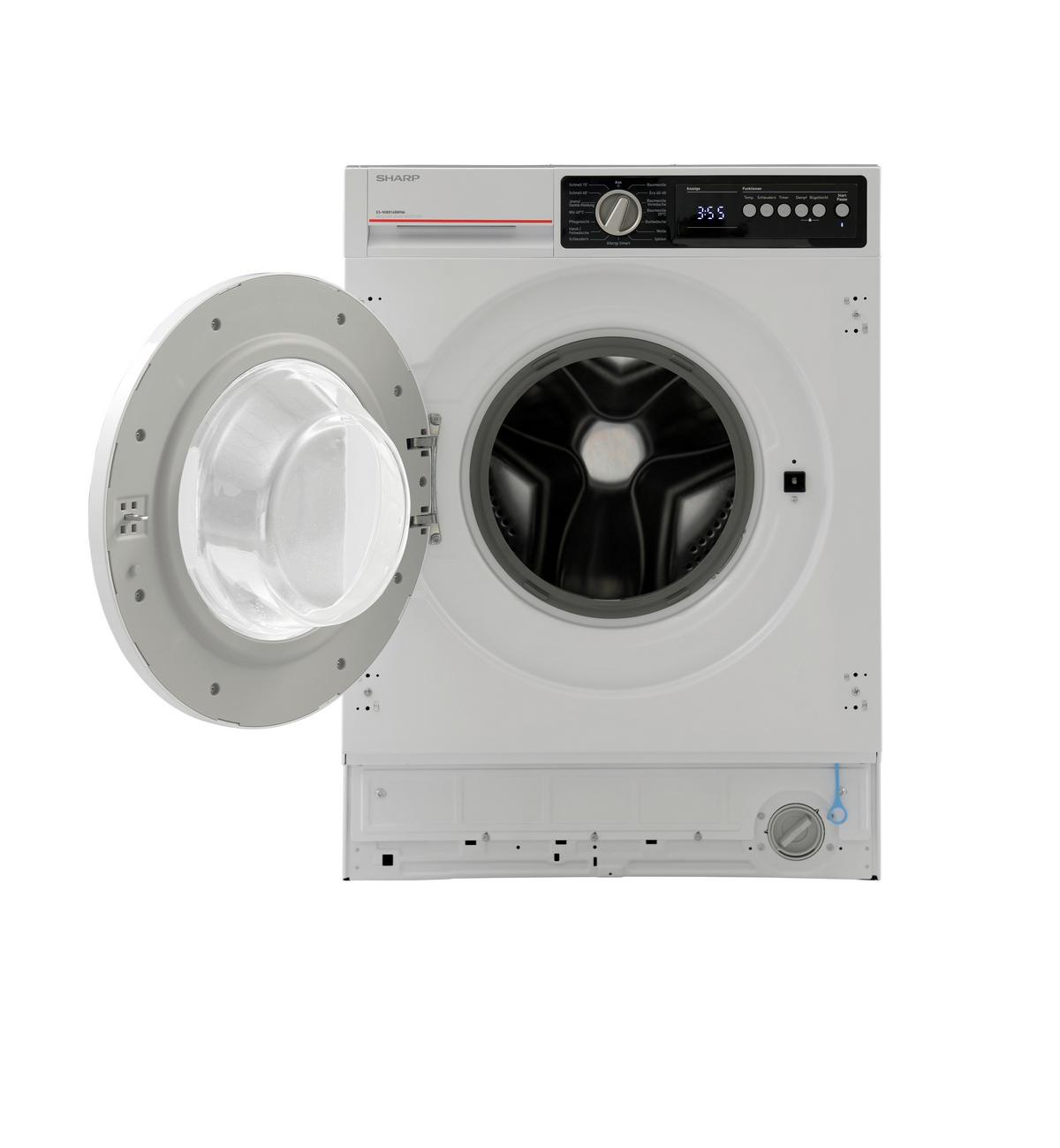 Einbauwaschmaschine Sharp Es-Nib814bwna-De 8kg - Weiß, Basics, Kunststoff (59,7/81,7/54,4cm) - Sharp
