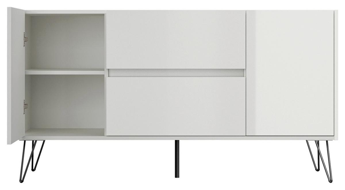 Sideboard Posseik Industrial Weiß B: 139 cm - Weiß Hochglanz/Schwarz, Design, Holzwerkstoff (139/75,8/42cm) - MID.YOU