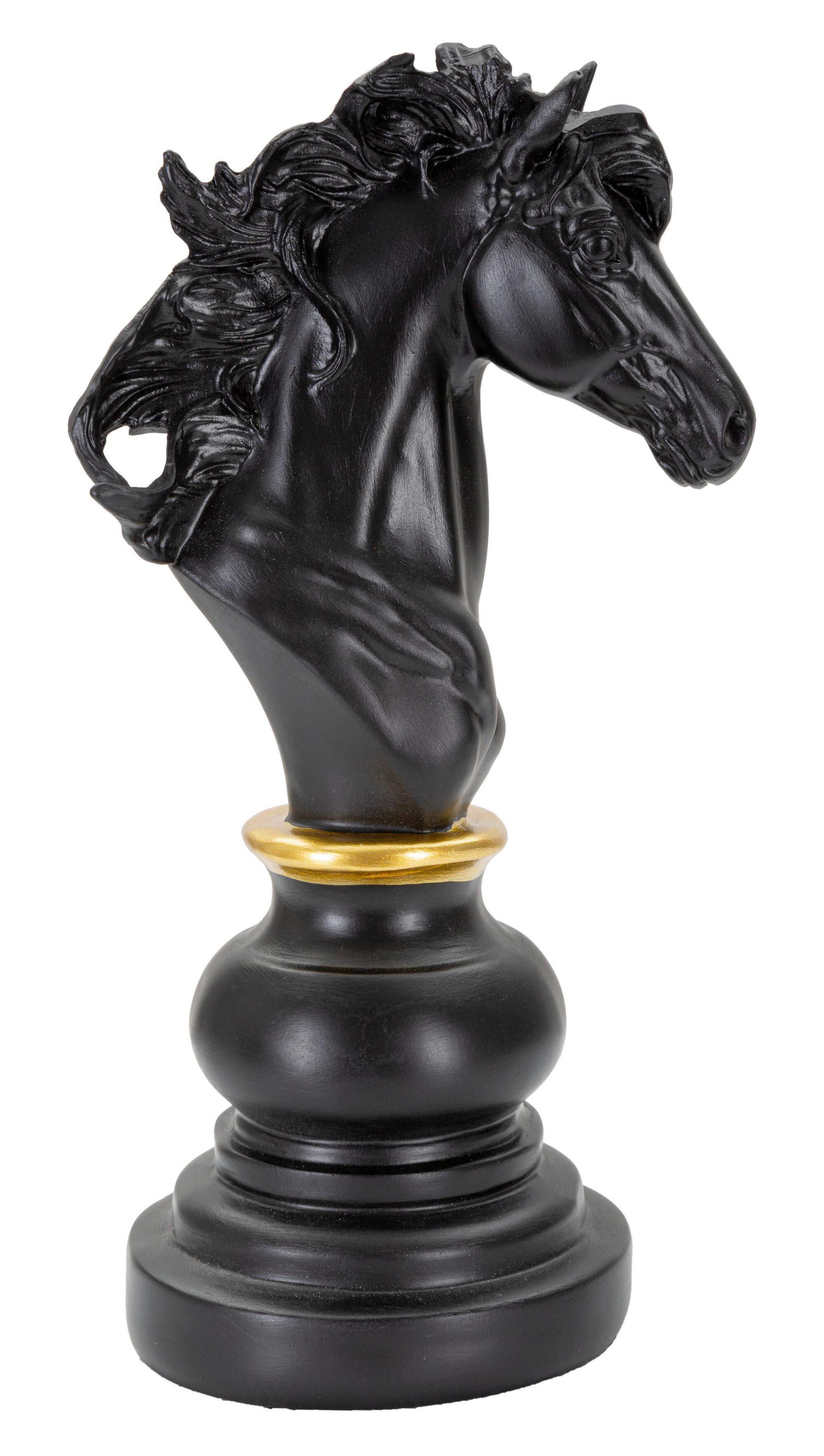 Skulptur Black And Horse B: 14 Cm - Goldfarben/Schwarz, Basics, Kunststoff (14/27/11cm)