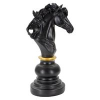 Skulptur Black And Horse B: 14 cm - Goldfarben/Schwarz, Basics, Kunststoff (14/27/11cm)