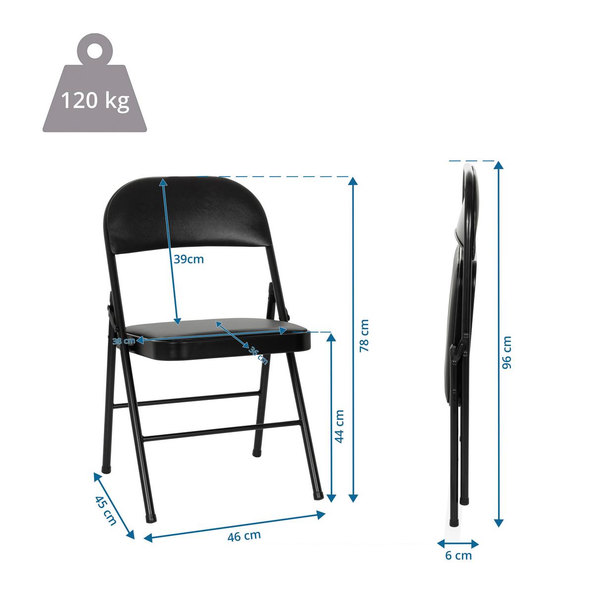 Klappstuhl Tudela H Schwarz B: 46 Cm - Schwarz, MODERN, Kunststoff/Metall (46/78/45cm) - MID.YOU