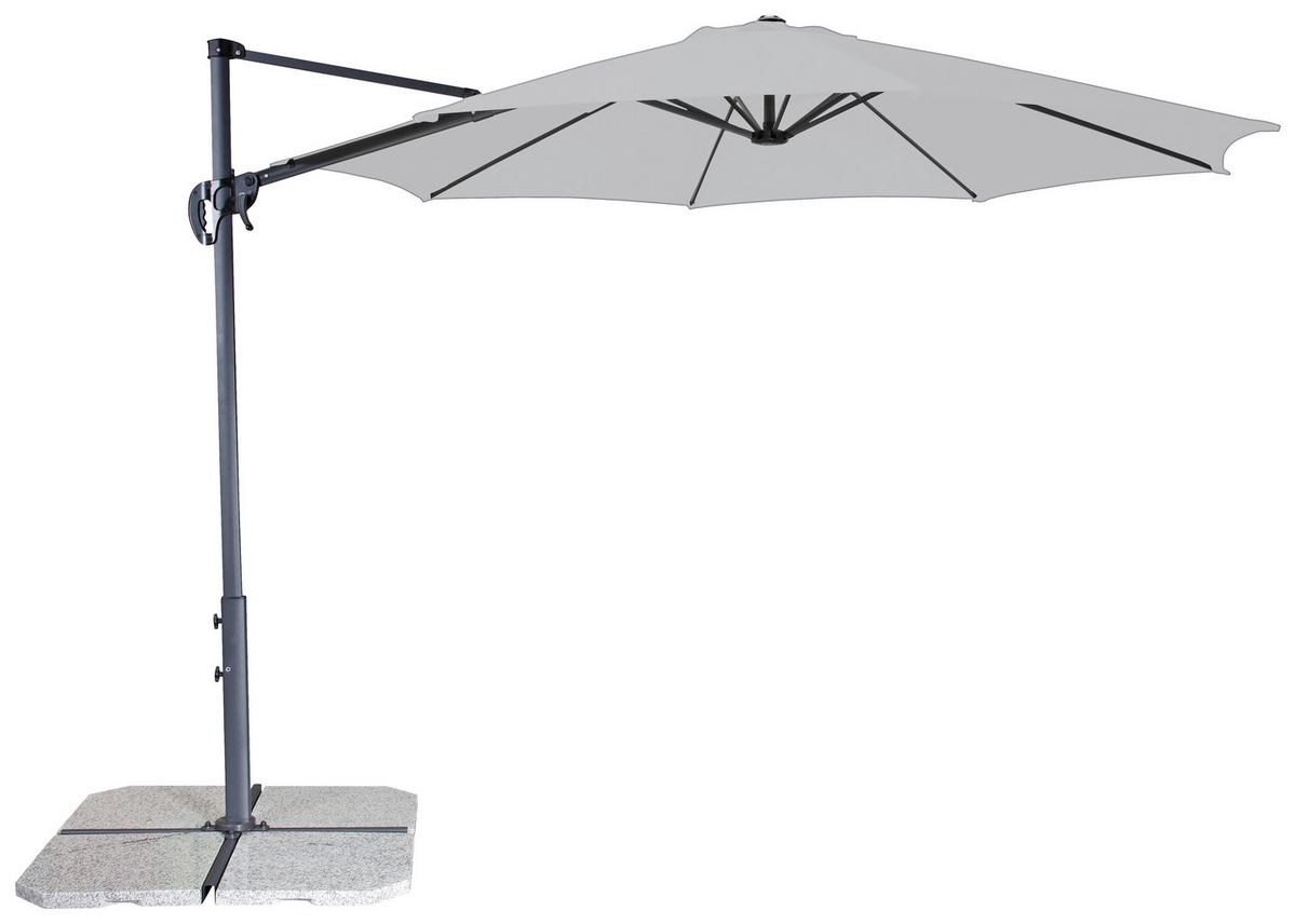 Ampelschirm Ravenna D 293cm H 244cm mit Schirmständer Grau - Anthrazit/Hellgrau, Basics, Textil/Metall (293/244cm) - Doppler