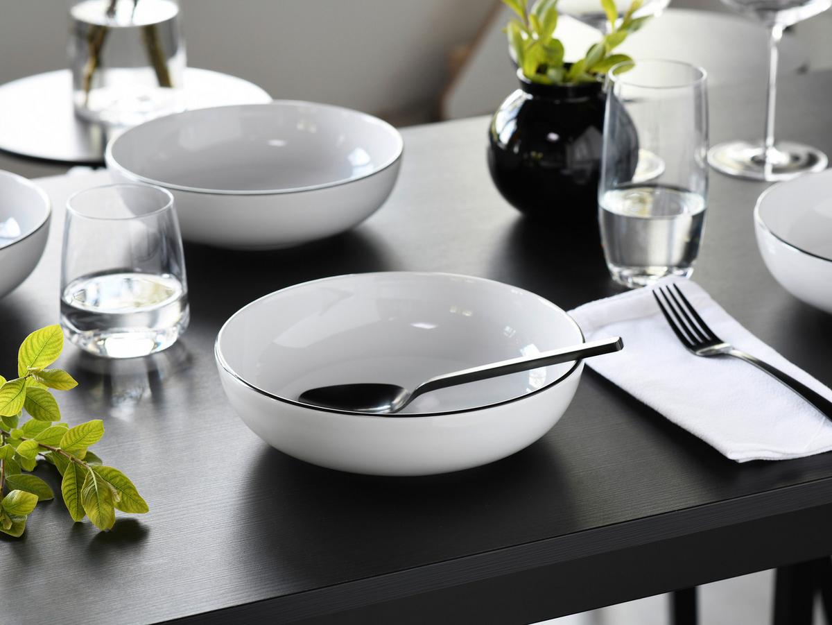 Schüsselset Porzellan Schwarz Weiß - Schwarz/Weiß, Design, Keramik - Creatable