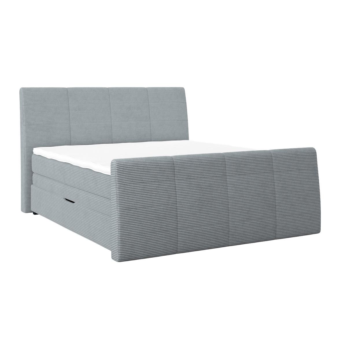 Boxspringbett Libra - Graublau/Schwarz, KONVENTIONELL, Textil (160/200cm)