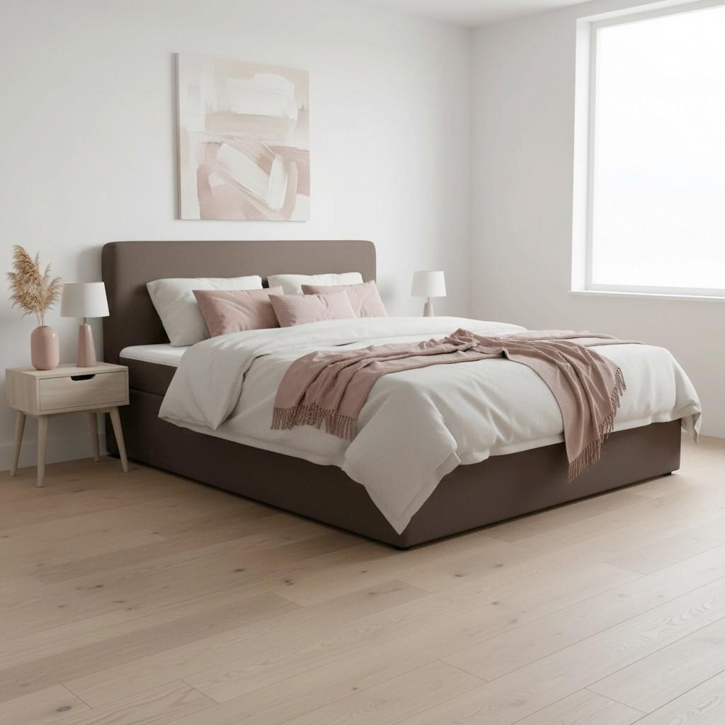 Boxspringová postel MARCO 180x200, hnědá - černá/hnědá, Moderní, dřevo/textil (180/200cm) - Bessagi Home