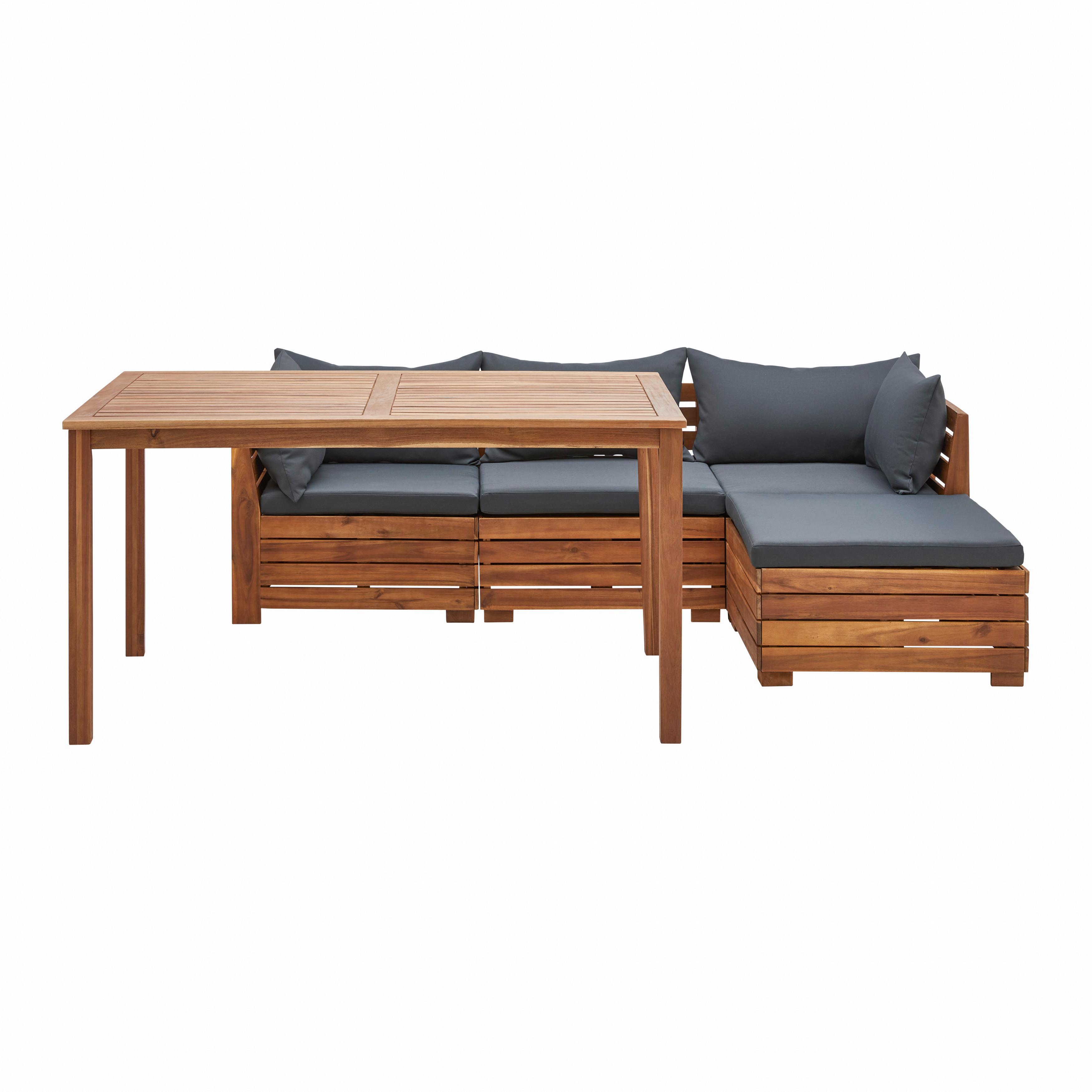 Zahradní Souprava Pia - tmavě šedá/barvy akácie, Moderní, dřevo/textil - Bessagi Garden