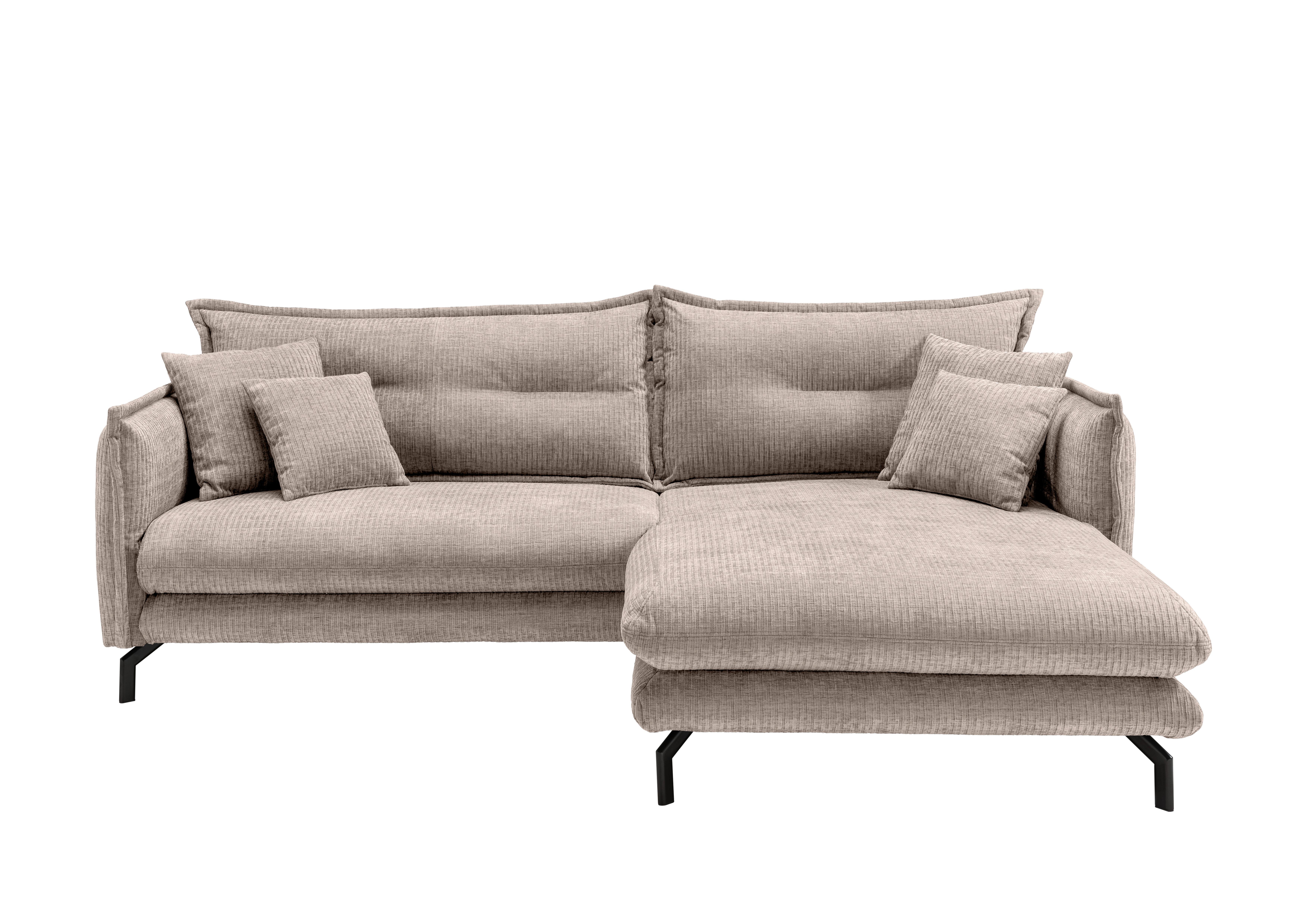 Ecksofa Lava Beige S: 255x180 cm - Beige/Schwarz, Design, Textil (255/180cm) - Livetastic