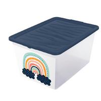 Aufbewahrungsbox Regenbogen mit Deckel 38,4x19,9x28,3 cm - Klar/Gelb, KONVENTIONELL, Kunststoff (38,4/19,9/28,3cm)