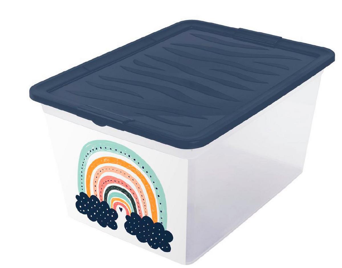 Aufbewahrungsbox Regenbogen mit Deckel 38,4x19,9x28,3 cm - Klar/Gelb, KONVENTIONELL, Kunststoff (38,4/19,9/28,3cm)