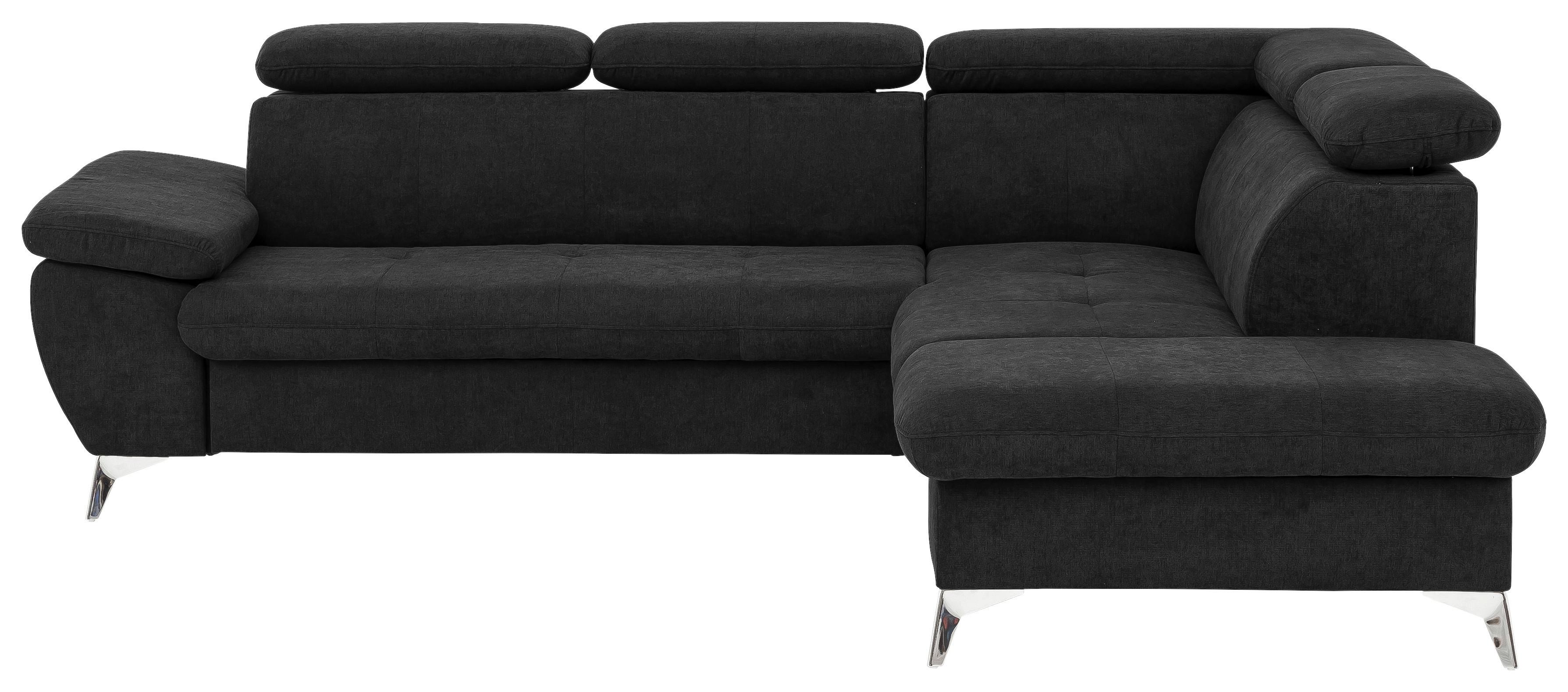 Ecksofa Mit Schlaffunktion Und Bettkasten Gisele Schwarz - Chromfarben/Schwarz, KONVENTIONELL, Textil (256/209cm) - Livetastic