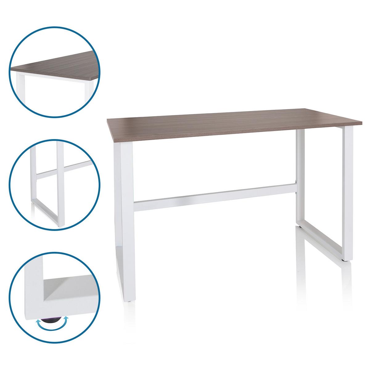 Schreibtisch Workspace Light I Grau/Weiß - Weiß/Grau, Basics, Holzwerkstoff/Metall (120/60/76cm) - MID.YOU