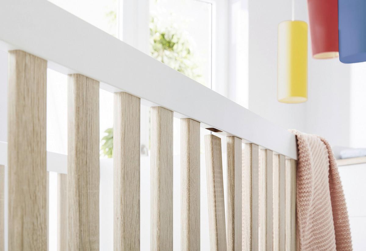 BABYZIMMER Weiss, Eichefarben - Eichefarben/Weiß, Design, Holzwerkstoff (145/77/84cm) - Pinolino