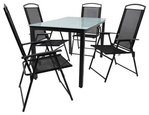 Gartenmöbel Set 5-Tlg aus Metall/Textil/Glas - Anthrazit/Schwarz, Basics, Glas/Textil - Gardenson
