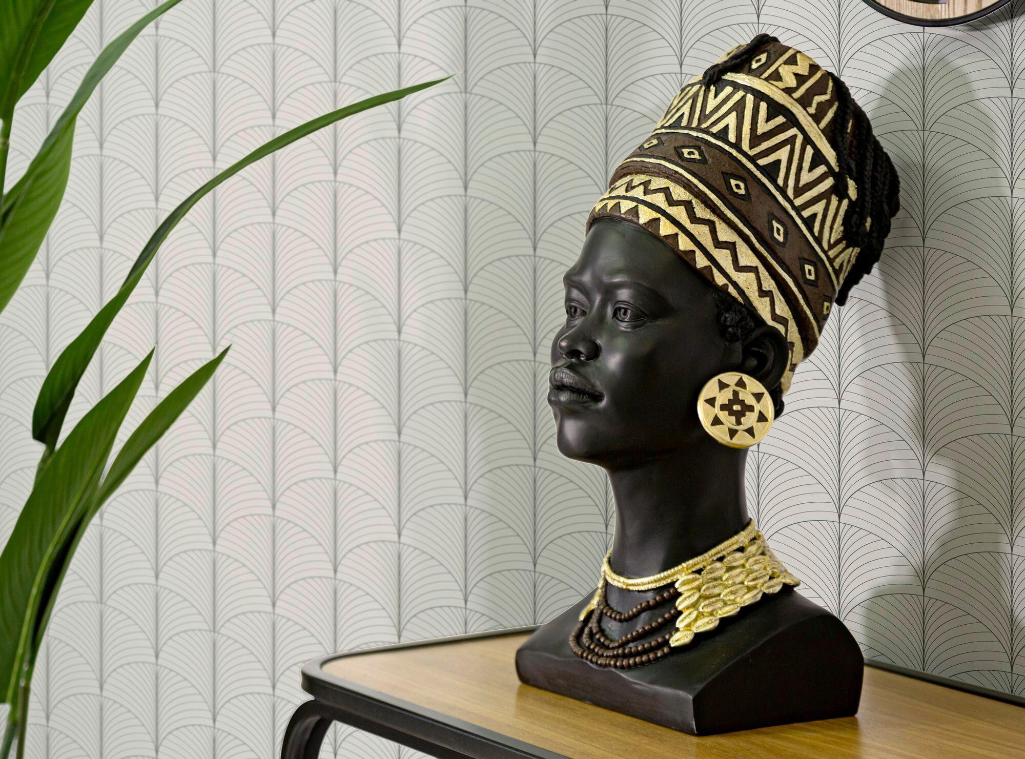 Skulptur Massai Woman Cup Schwarz, Goldfarben, B:21,5 cm - Goldfarben/Schwarz, Basics, Kunststoff (21.5/45/27.5cm)