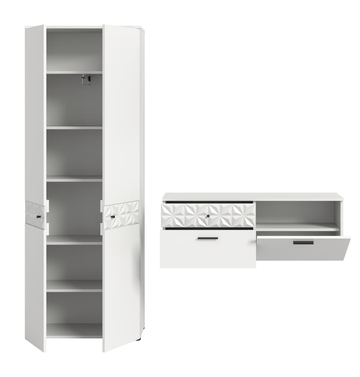 Garderobe Prisma Weiß B: 195 Cm - Weiß, Design, Holzwerkstoff (195/192/34cm) - MID.YOU