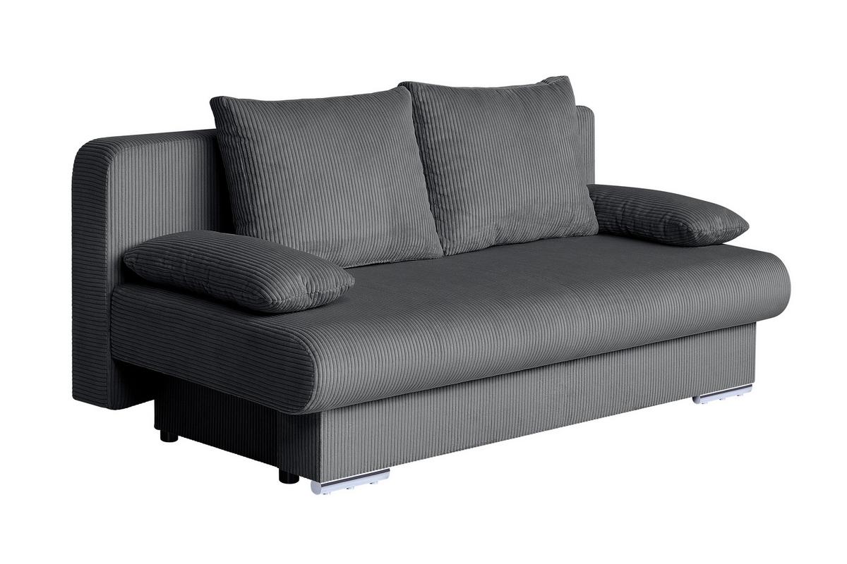 Schlafsofa Bora Dunkelgrau B: 193 cm - Chromfarben/Dunkelgrau, Design, Holzwerkstoff/Textil (193/86/85cm) - P & B