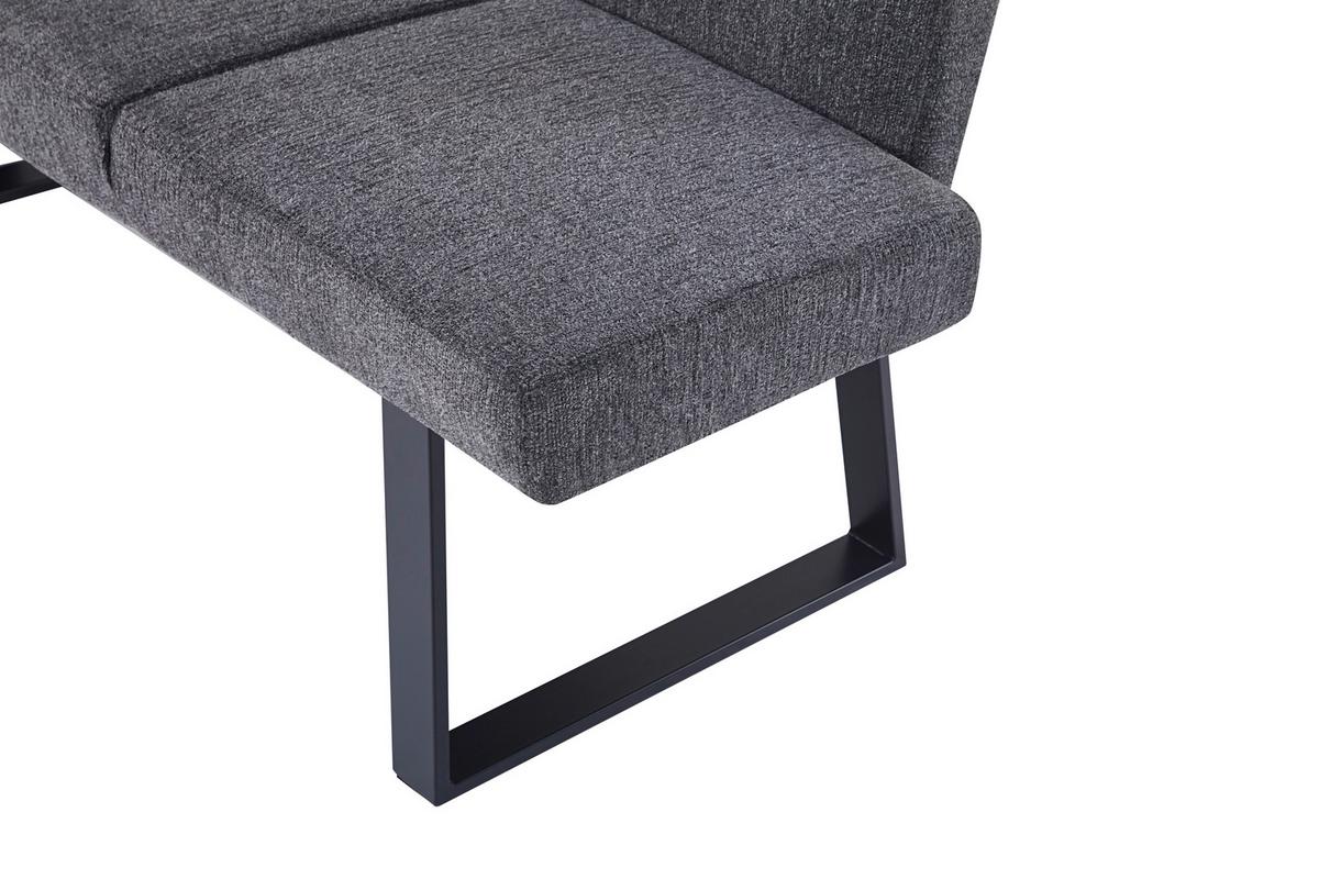Eckbank Anthrazit/metallbeine Terri 150x190 Cm - Anthrazit/Schwarz, MODERN, Textil/Metall (150/190cm) - MID.YOU
