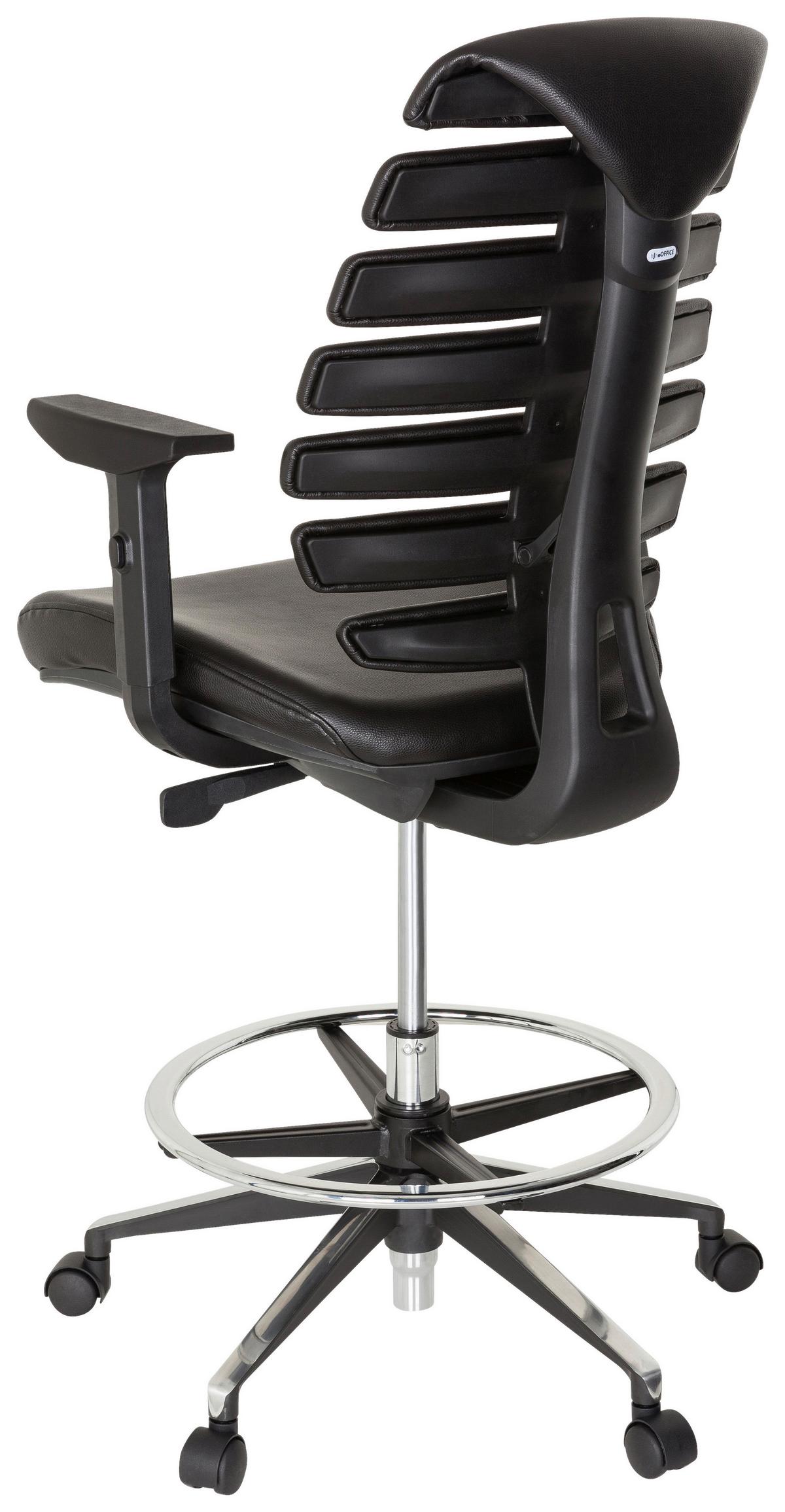 Drehstuhl Ergo Line Ii Work Echtleder Schwarz Bis 120kg - Alufarben/Schwarz, MODERN, Leder/Kunststoff (62/131/65cm) - MID.YOU