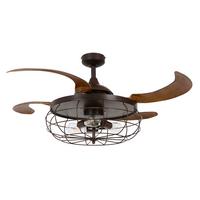 Deckenventilator Fanaway Industri 4-Flügel, LED-Leuchte - Walnussfarben/Bronzefarben, Design, Kunststoff/Metall (122/50cm) - P & B