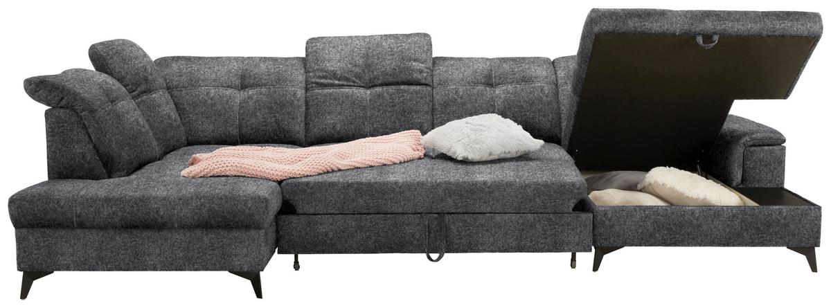 Rohová sedačka U SIERRA, levá, sivá INFINITY - šedá, Moderní, kov/textil (181-230/90-106/364cm) - Mömax