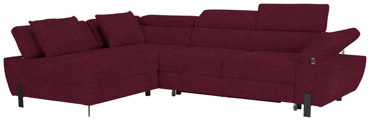 Rohová sedačka MILNA, levá, bordeaux - bordeaux/černá, Moderní, kov/textil (189/90/277cm) - Mömax