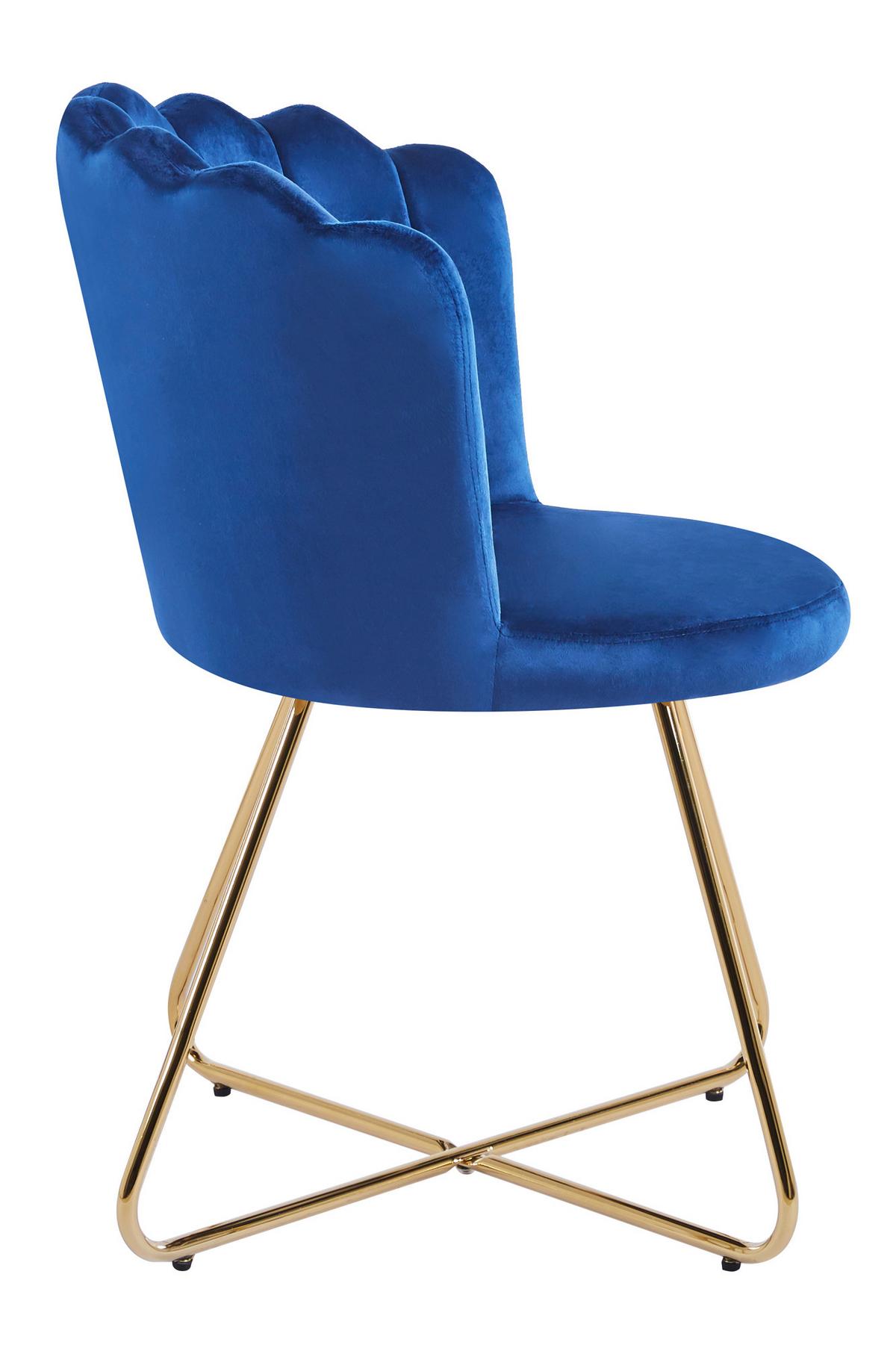 Stuhl-Set Dunkelblau B: 69,5 cm - Goldfarben/Dunkelblau, MODERN, Textil/Metall (69,5/85/66cm) - Livetastic